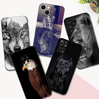Черный чехол TPU для Xiaomi mi 12 SX 11lite NE 11i 11T Pro Redmi 10A 10C Note 11Pro 4G 5G 11S Чехол волк тигр лев кошка собака