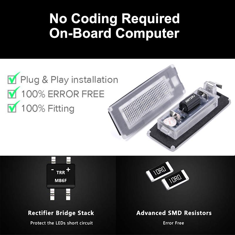 2Pcs Error Free 18smd White LED License Plate Lights Number Lamps For Fiat Ducato Bus Box Lancia Ypsilon Musa Car Accessories