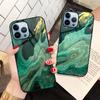 Чехол для телефона Art Green Marble для Iphone 14 13 11 12 Pro Max Mini Xs Xr X 7 8 6s Plus Se 2022, задние чехлы из закаленного стекла