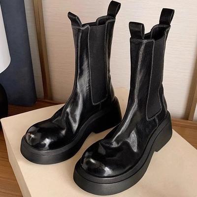 Виноградная студия motherlee~ 6 см ботинки мартин универсальная эластичная лента толстая подошва толстый каблук короткое голенище ботинки челси женские