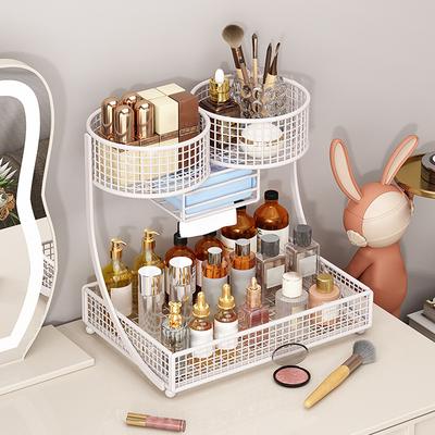 1 шт. Легкая лакированная металлическая стойка для хранения косметики - Без установки, Идеально подходит для столешницы туалетного столика, Для помады и ухода за кожей