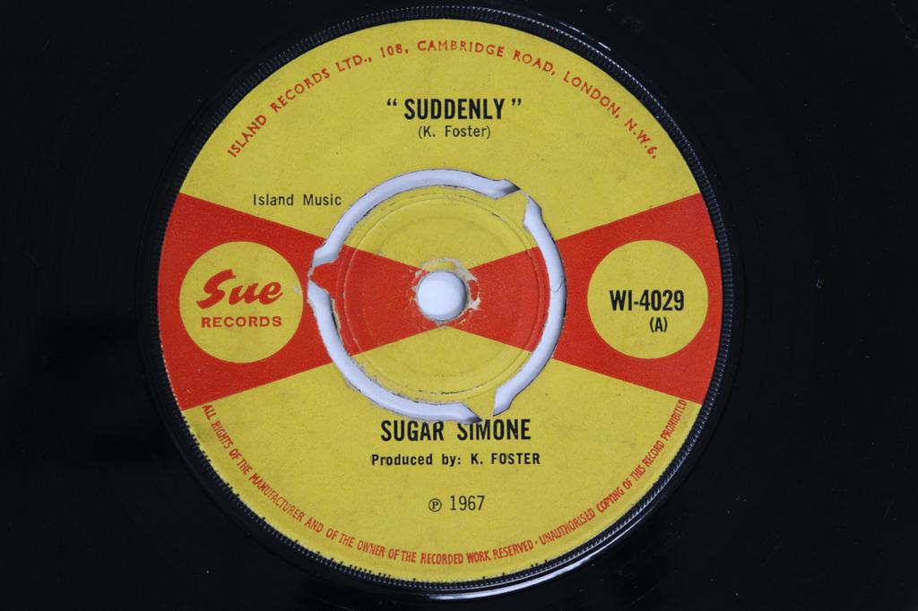 7inch Record SUGAR SIMONE - Suddenly / King Without A Throne WI4029 Sue Records 1967 UK Soul/Funk Used