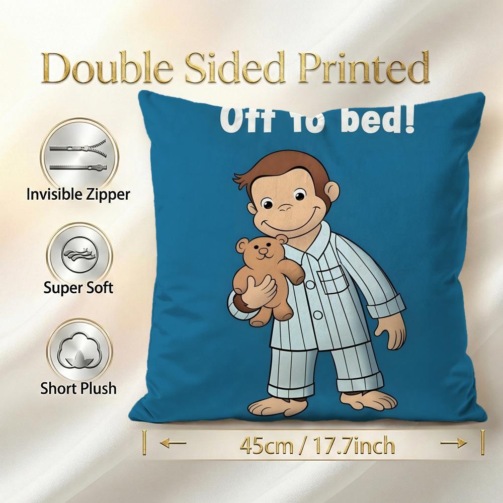 Cartoon Curious George Cushion Cover 1Pcs Decorative Covers Soft Cushion Case For Sofa Couch Decor 40X40 45X45 Pillowcases