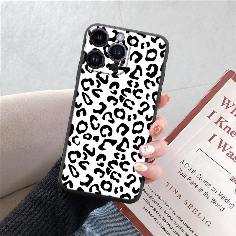 Модные мягкие чехлы для телефонов с леопардовым рисунком для iPhone 15 Pro 6 14 XS 13 Max XR 12 Mini 7 Plus X SE 8 11, противоударный бампер из ТПУ, черный чехол