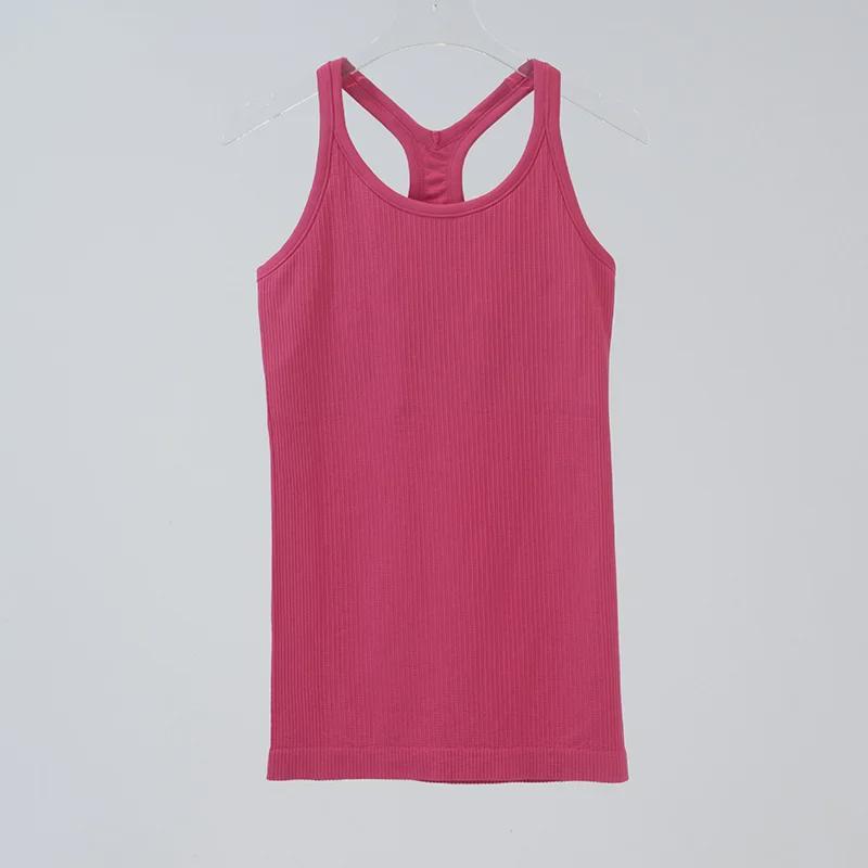 Женский бесшовный трикотажный жилет для йоги в рубчик с I-образной спинкой — облегающий, высокоэластичный спортивный костюм