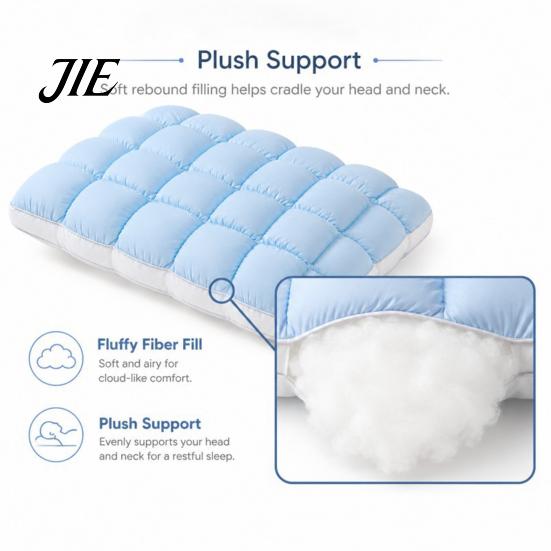 Soft Microfiber Pillows for Side Sleepers Cooling Quilted Puff Pillow, Cloud-Like Bed Down Alternative Ergonomic Combination Fluffy Cloud Pillow Back