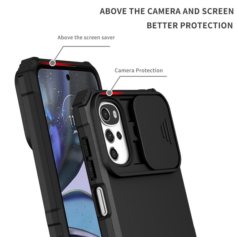 Слайд-камера противоударные бронированные чехлы для телефонов Motorola Moto G22 G42 G52 G82 E32 кронштейн силиконовый бампер защитный чехол