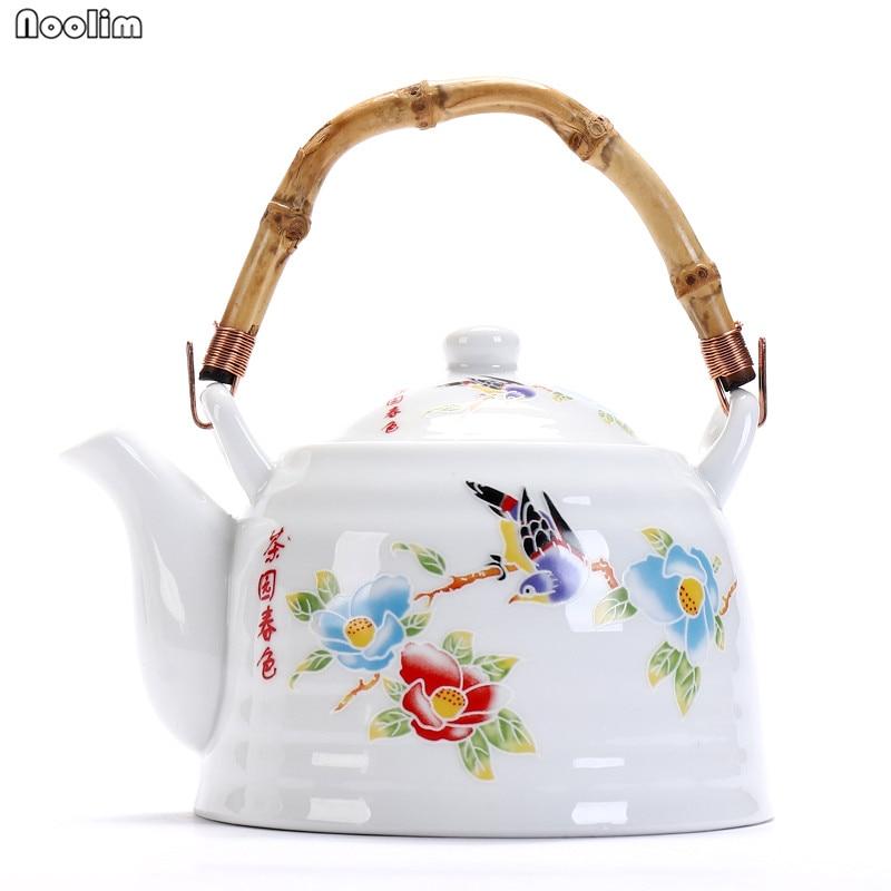 Large Capacity Ceramic High Temperature Teapot with Handle and Filter White Porcelain Restaurant Tea Pot