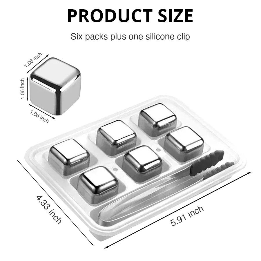 Набор кубиков льда для виски из 4/6/8 предметов с силиконовыми щипцами и лотками для кубиков льда, многоразовые кубики льда из нержавеющей стали