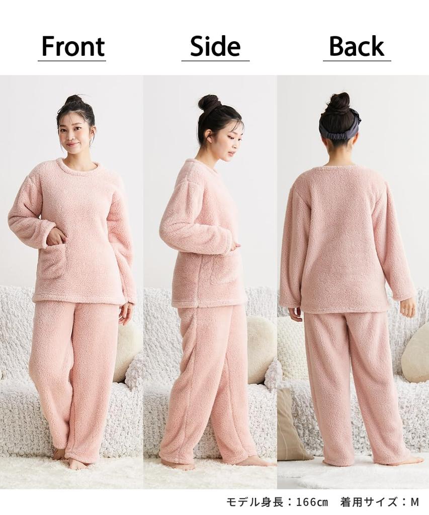 Nissen Fluffy Pajama and Loungewear Size 3L Women's Sheepskin-Style Set, Pink,
