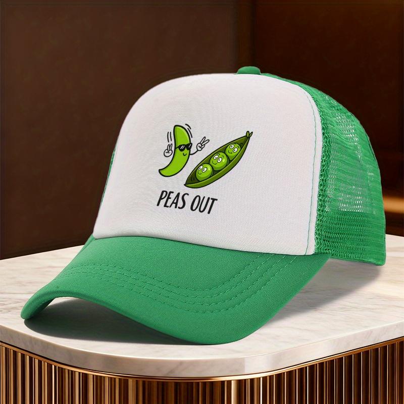 Peas Out Meme Trucker Hat Funny Vegetable Graphic Mesh Baseball Cap Casual Unisex