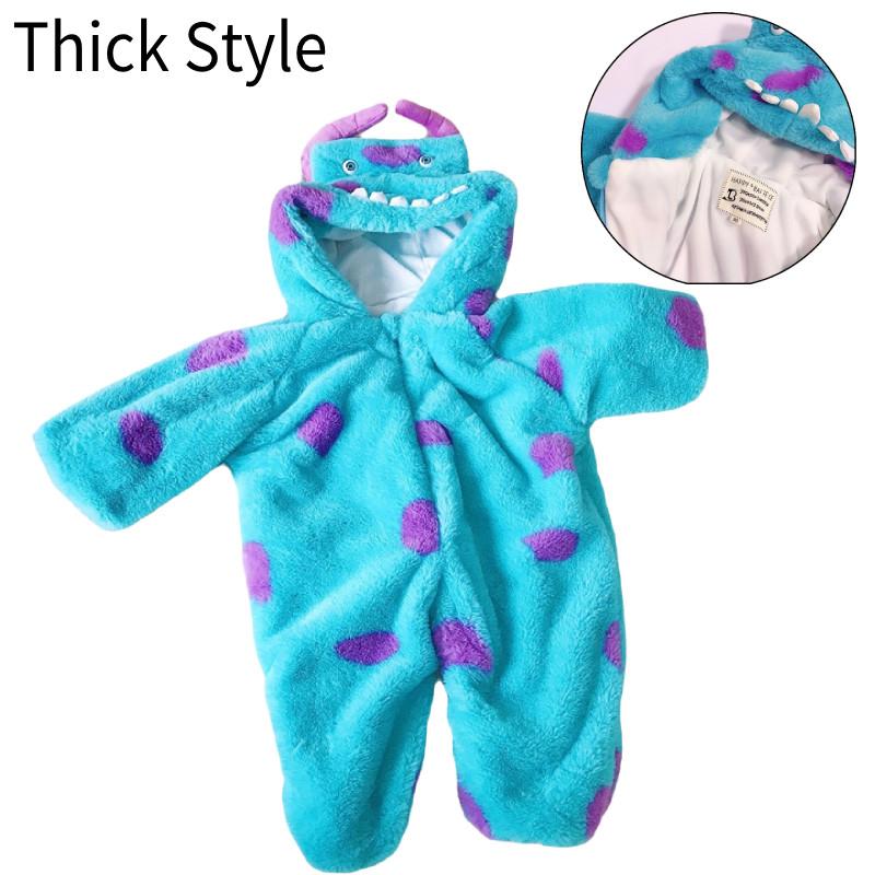 Adorable Baby Sullivan Monster Plush Onesie Thick Hooded Pajamas For Autumn Winter