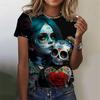 3D Printed Sexy Girls T Shirt For Women Horror Undead Skull Pattern Tees Summer Casual O-Neck Tops Short Sleeves Loose T-Shirts