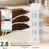 Vertical Multi-Functional Power Strip with USB Charging, Individual Switches, and Extension Cord