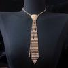 Charm Rhinestone Tassel Necklace Exaggerated Crystal Chain Choker Tie Shape Necklace  Party