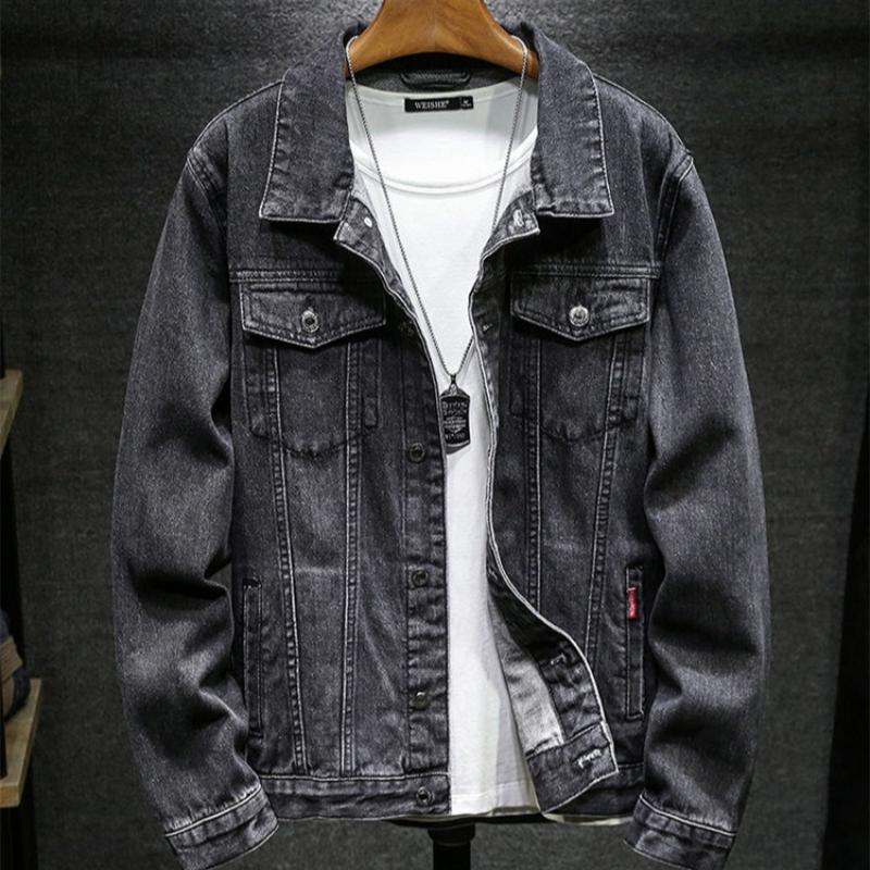 Men's Versatile Denim Jacket for Spring and Autumn, Loose Fit Plus Size Cargo Jacket Denim Casual Streetwear Denim Jacket Men's Daily Wear Outerwear