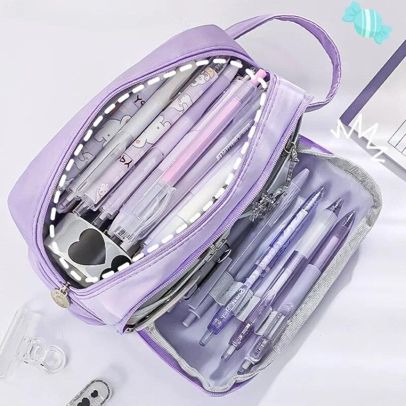 Large Capacity Pencil Case 3 Layer Pencil Bag Student Cute Korean Stationery Pen Holder Case Children's School Supplies