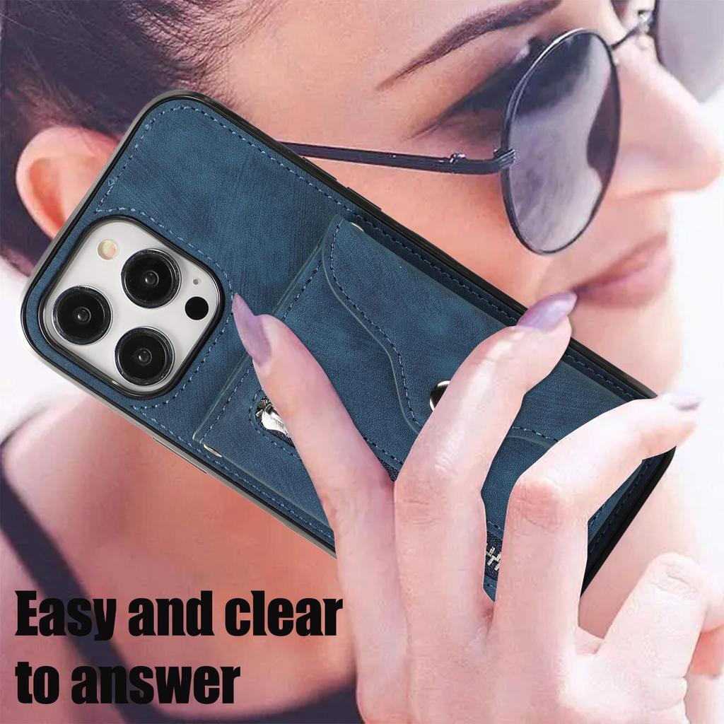 Кожаный чехол-кошелек с откидной молнией и ремешком для нескольких карт для iPhone 15 14Plus 13 12 11 Pro Max XSMAX для Samsung S24 S23 S22 S21 Ultra Plus A15 A25 A14