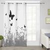 Grass Background Butterfly Window Curtains For Living Room Bedroom Luxury Modern Kitchen Curtains Fabric Drapes