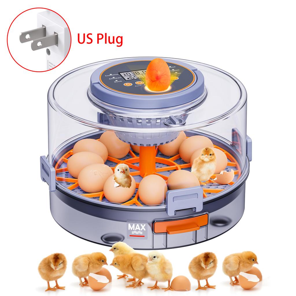 Egg Incubator with Automatic Egg Turning and Humidity Control, Intelligent Egg Incubator with Automatic Temp. Adjustment, 12 Egg