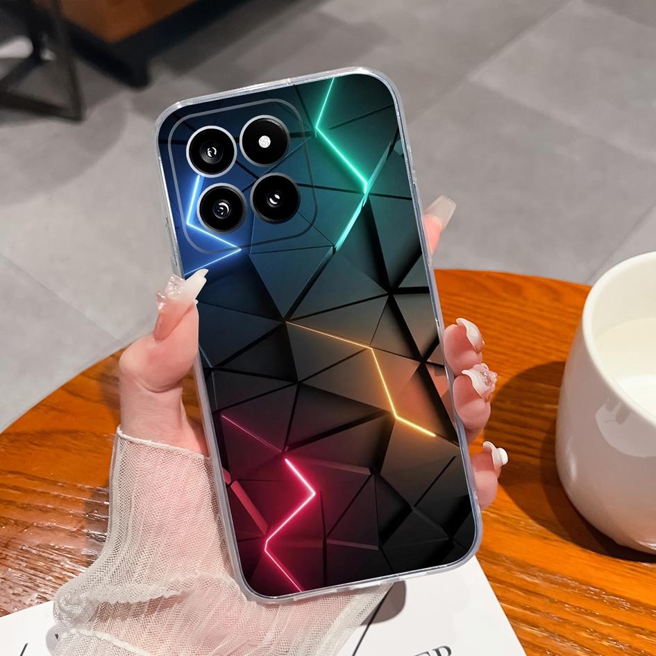 Чехол для Xiaomi Poco C51 F5 C50 X6 Pro 14, сумки для телефонов, защитная пленка для экрана, прозрачный силиконовый мягкий ТПУ, модный дизайн, корпус, чехол для Xiaomi Shell