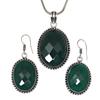 Onyx Green Pendant Set Earrings Jewelry Gemstone Handmade Ethnic