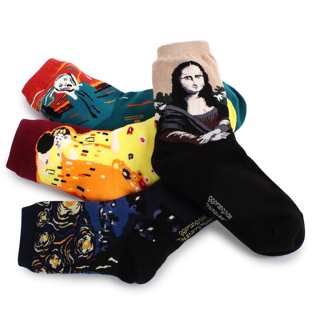 Женские носки 4 пары с принтом известных картин