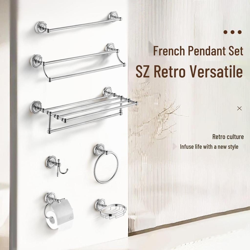 Набор посеребренных полностью медных полотенцедержателей для ванной в европейском стиле