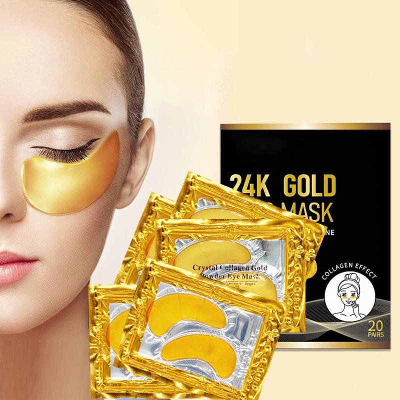 Коллагеновая маска для глаз с 24-каратным золотом (20 пар) - Увлажняющие гелевые патчи от темных кругов и мелких морщин