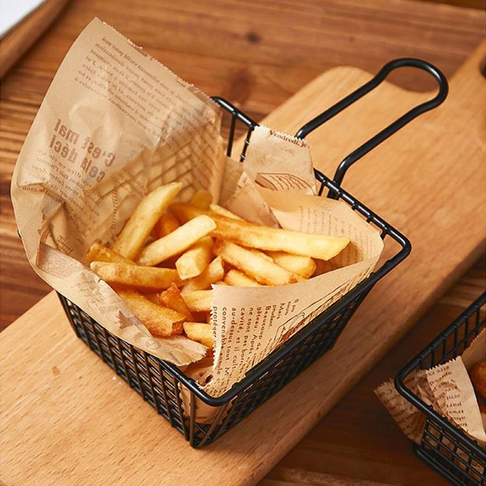 1 шт. с ручкой Корзина для фритюрницы Контейнер для хранения продуктов Домашнее барбекю Кухонный инструмент Поддон для жарки Железная сетка Держатель для картофеля фри