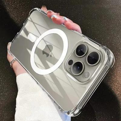 Прозрачный оригинальный чехол Magsafe для iPhone 15, 14, 13, 12, 11 Pro Max 15 Plus, противоударный чехол с магнитной беспроводной зарядкой