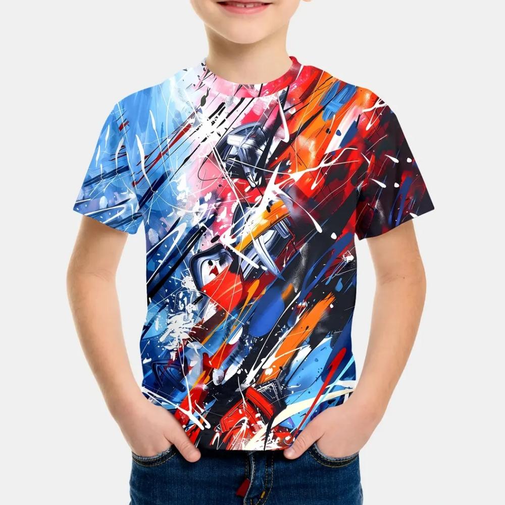 Kids Boy Clothes Nice Rainbow Graphic T Shirts Summer Short Sleeves Streetwear Crew Neck Top Shirts Outdoor Clothes for Children