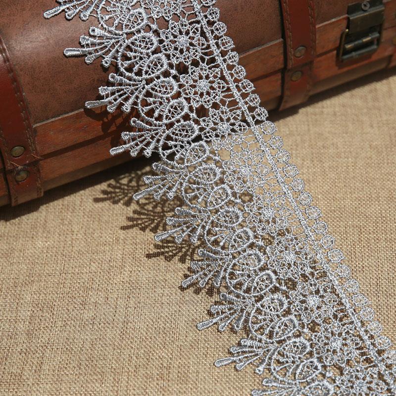 2 Y/Lot(182cm) Embroidered Net Lace Fabric Black White Coffee Lace Trim DIY Sewing Handmade Craft Materials 9.5CM Wide