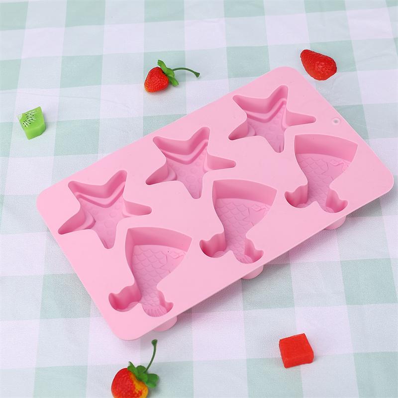 6 отверстий DIY Рыба Морская Звезда Силиконовая Форма Для Выпечки Торта DIY Выпечка Десерт Мусс Торт Инструменты Для Выпечки Художественный Противень Для Выпечки Тортов Модель
