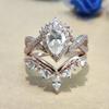 New Crown Water Drop Pear-shaped Zircon Ring, Platinum-plated Zircon Horse Eye Engagement Ring