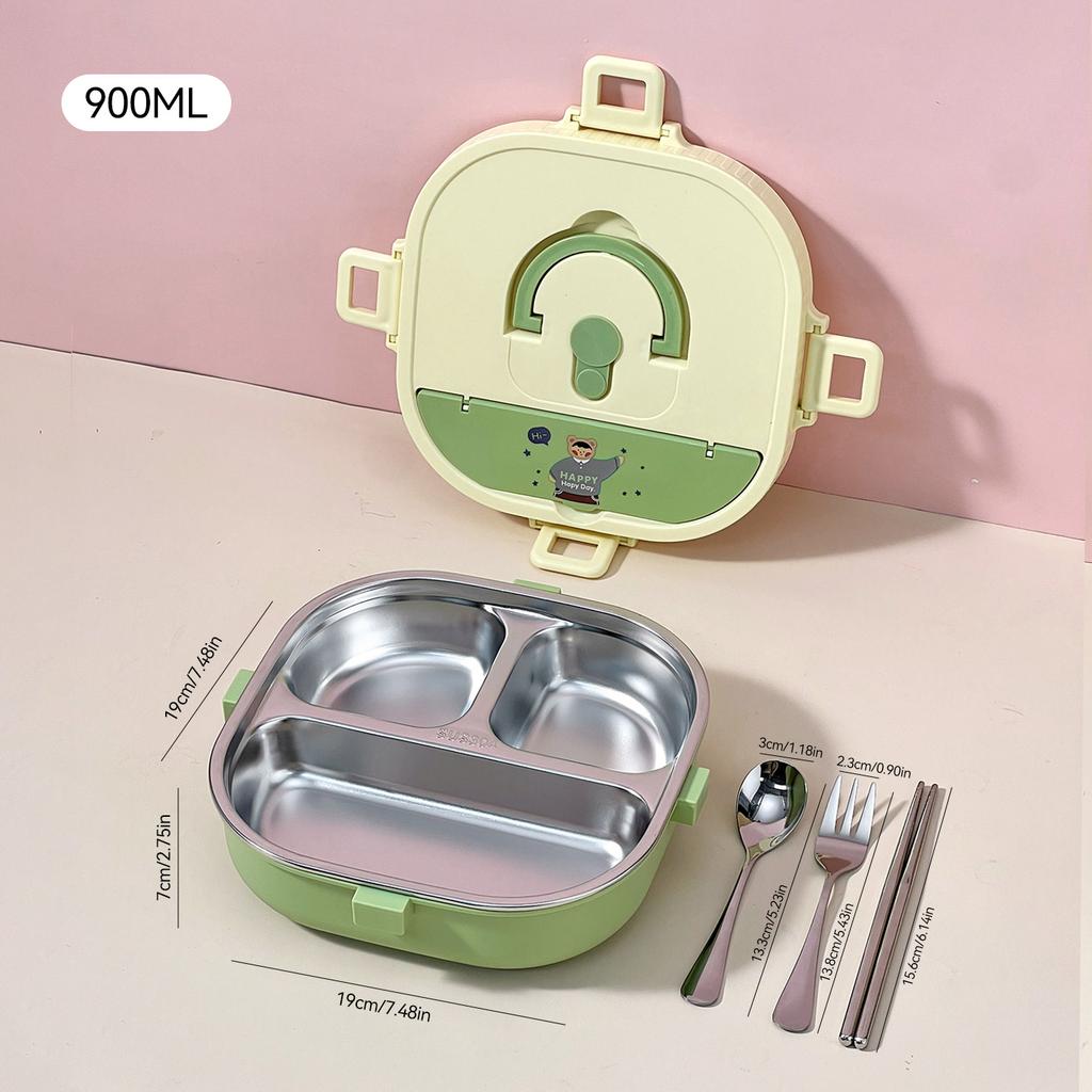 850/900Ml 304 Stainless Steel Divided Bento Box With Cutlery Large Capacity Leak Proof Lunch Box Student Kids Lunch Container