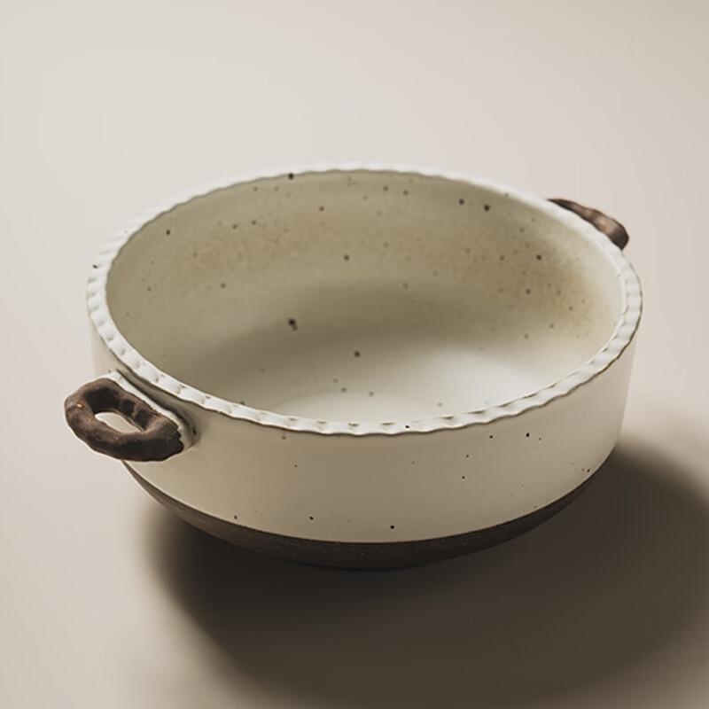 Керамическая суповая и салатная миска с двумя ручками