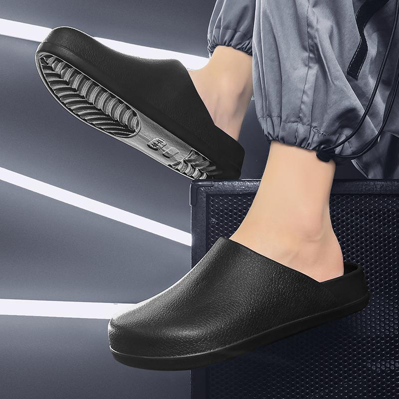 Модные шлепанцы на толстой подошве, мужская обувь для повара, нескользящие, для ванной, домашние шлепанцы, мягкая подошва, эва, комнатные сандалии, летние, пляжные, уличные слайды