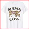 Western Mama Cow Floral Leopard White Cotton T-Shirt S-5XL