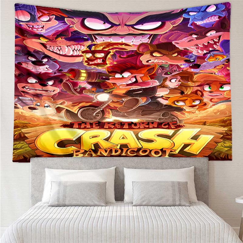 Crash Bandicoot Tapestry for Bedroom Aesthetic Classroom Tapestries Wall Hanging for Living Room Dorm Office,Ideal Creative Gift