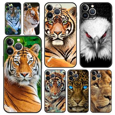Роскошный чехол для телефона iPhone 15 14 11 Pro Max 13 12 XS X XR SE3 7 8 Plus, противоударный чехол с черным тигром, львом и леопардом, принципиально