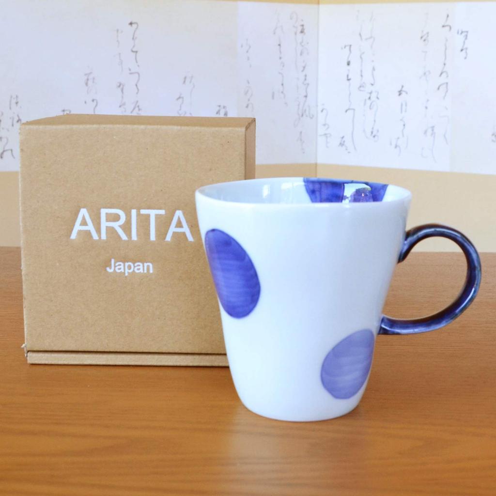 Кружка Подарочная для микроволновки Arita Nisai Maru Сделано в Японии Подарок, Безопасный, В коробке, Посуда, Герб, Синий,