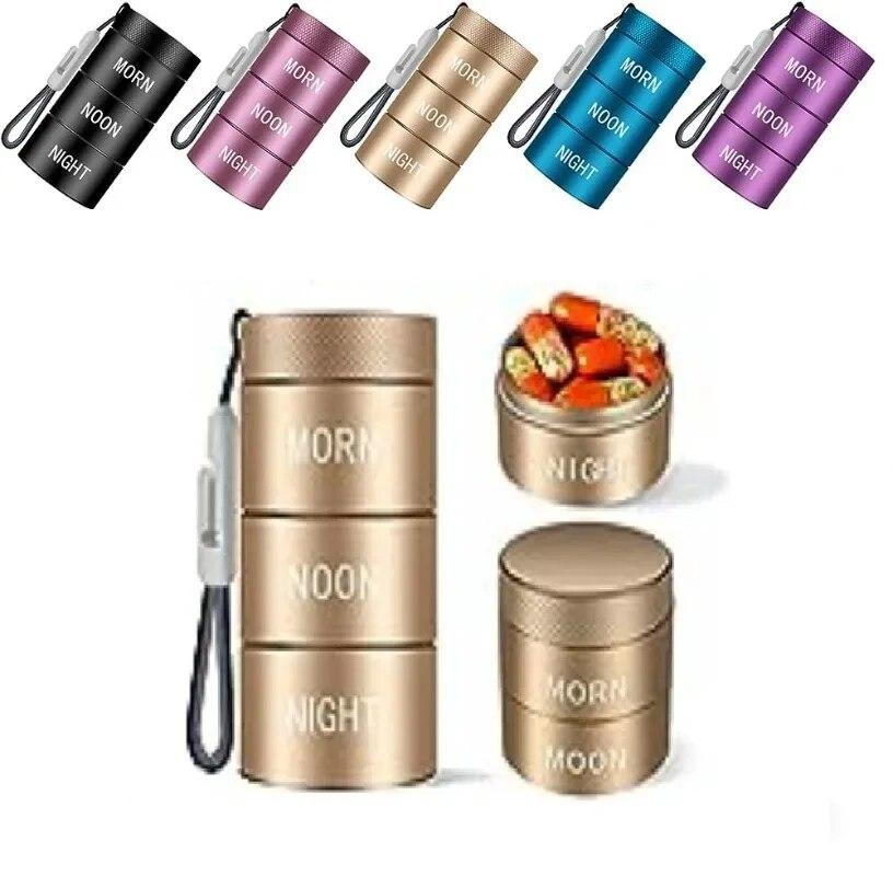 Аптечка из алюминиевого сплава, металлический органайзер для таблеток, штабелируемая водонепроницаемая коробка для таблеток для путешествий, большой отсек для хранения витаминных капсул