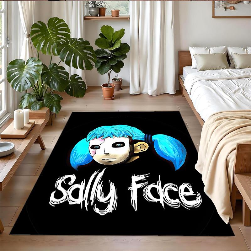 Anti‑Slip Crystal Velvet Floor Rug, Sally Face Design Carpet for Indoor Living Bedroom Home Decoration
