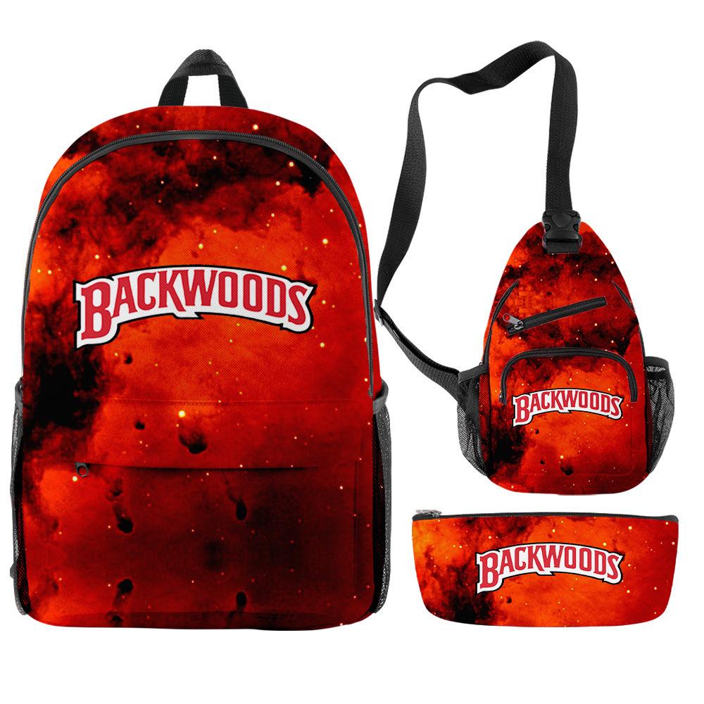 Backwoods Cigar 3D Цифровая Печать Модный Кампус Уличный Рюкзак Набор из Трех Предметов