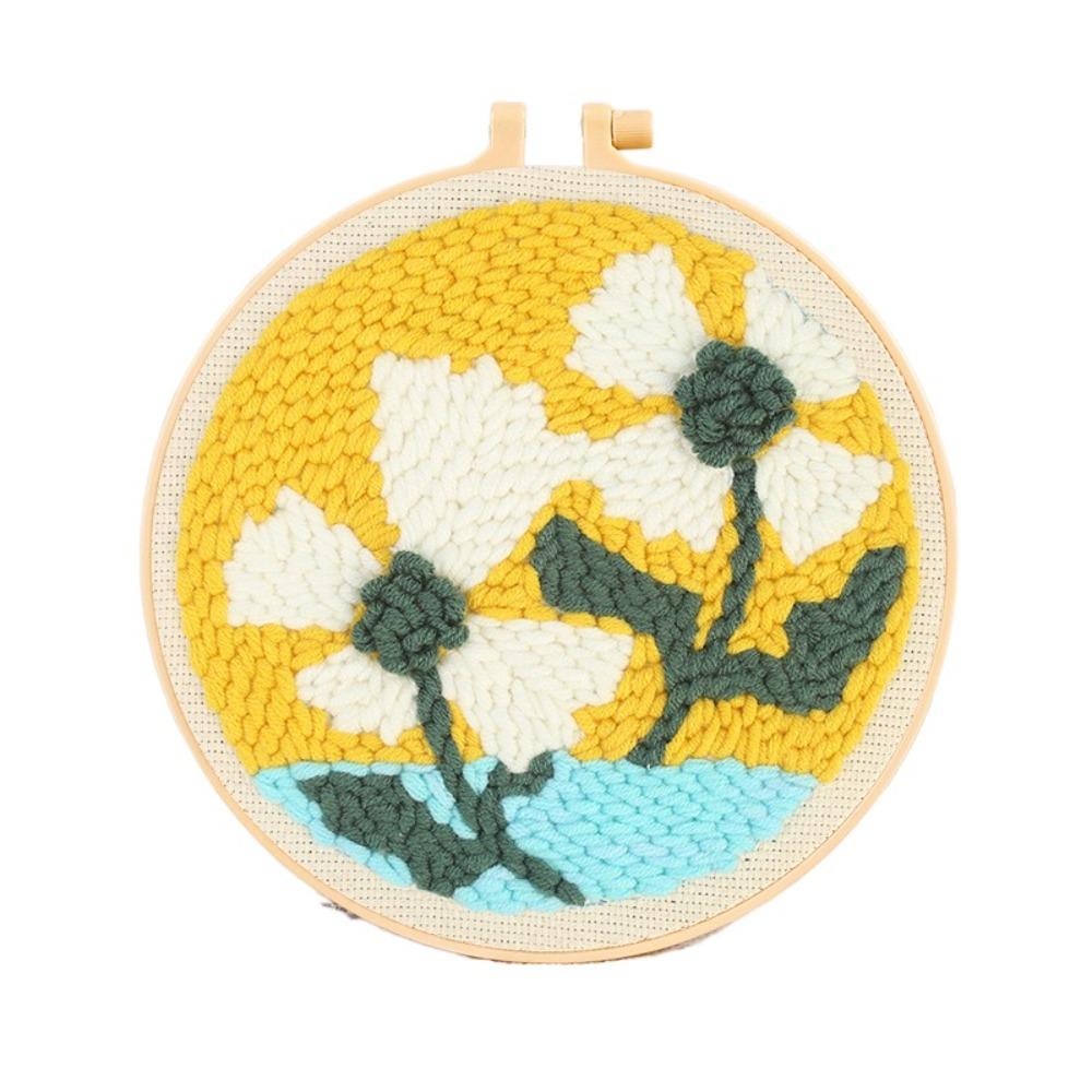 Handmade Punch Needle Set Flower Pattern Rug Punch Embroidery Starter Kit  Educational Toys