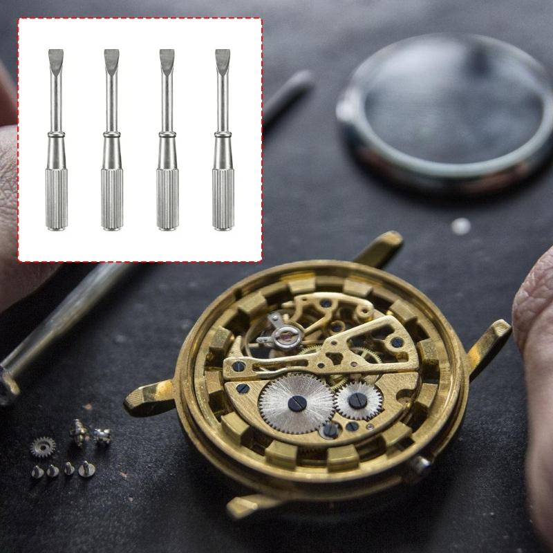 Набор из 4 прецизионных отверток из углеродистой стали Профессиональный дизайн Для ремонта часов и браслетов С противоскользящей рукояткой