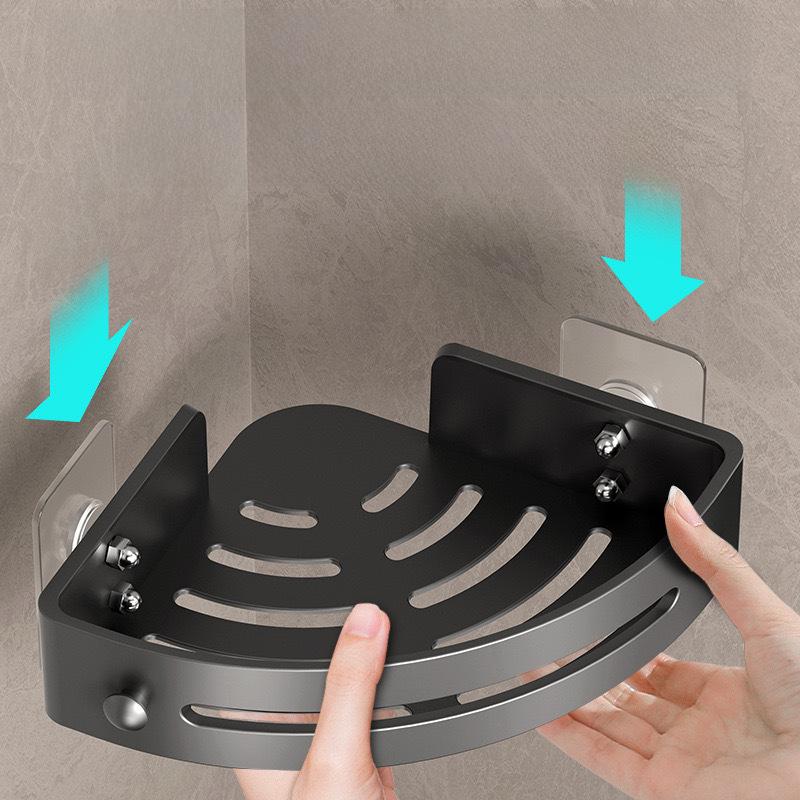 Bathroom Triangle Wall Rack: Punch-Free Storage & Towel Holder