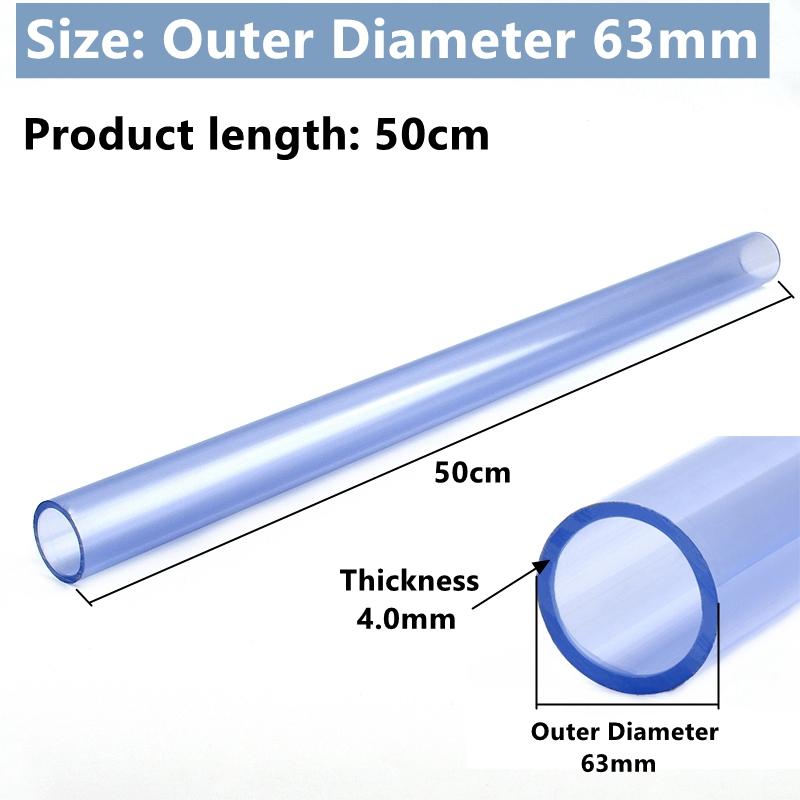 1PC Outer Diameter 16~110mm UPVC Transparent Blue Pipe Aquarium Fish Tank Tube Garden Irrigation Watering Fittings 50cm Long