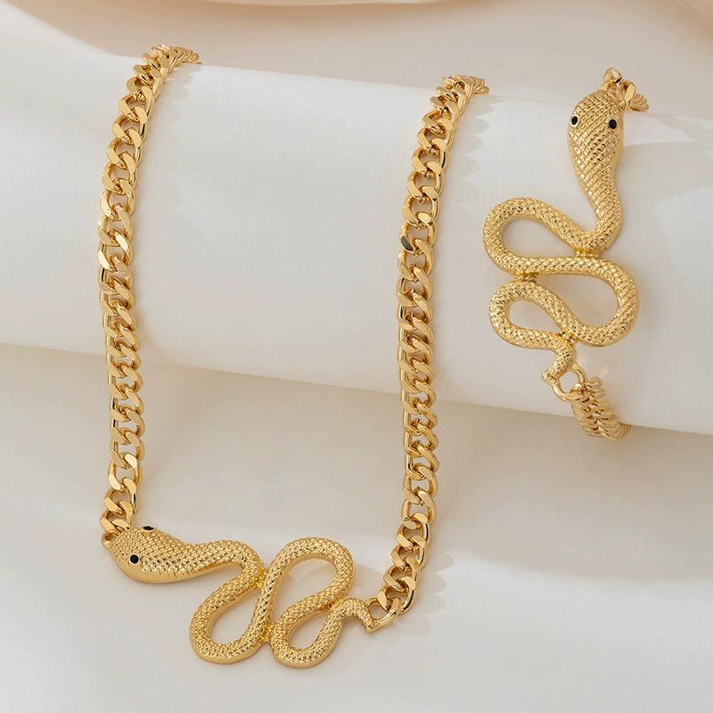 Персонализированный набор браслетов-ожерелья в виде изогнутой змеи
